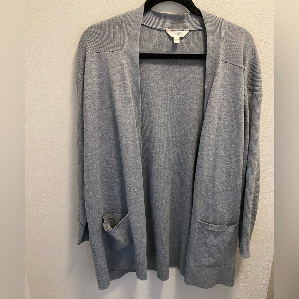 Terra & Sky grey open front cardigan with pockets size 1x
